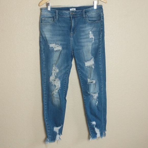 Cello Denim - Cello Super Distressed High Rise Blue Jeans